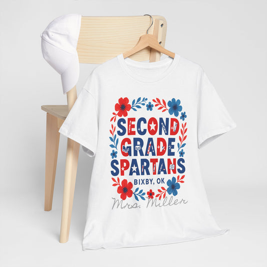 Floral Second Grade Spartan Gildan Tee
