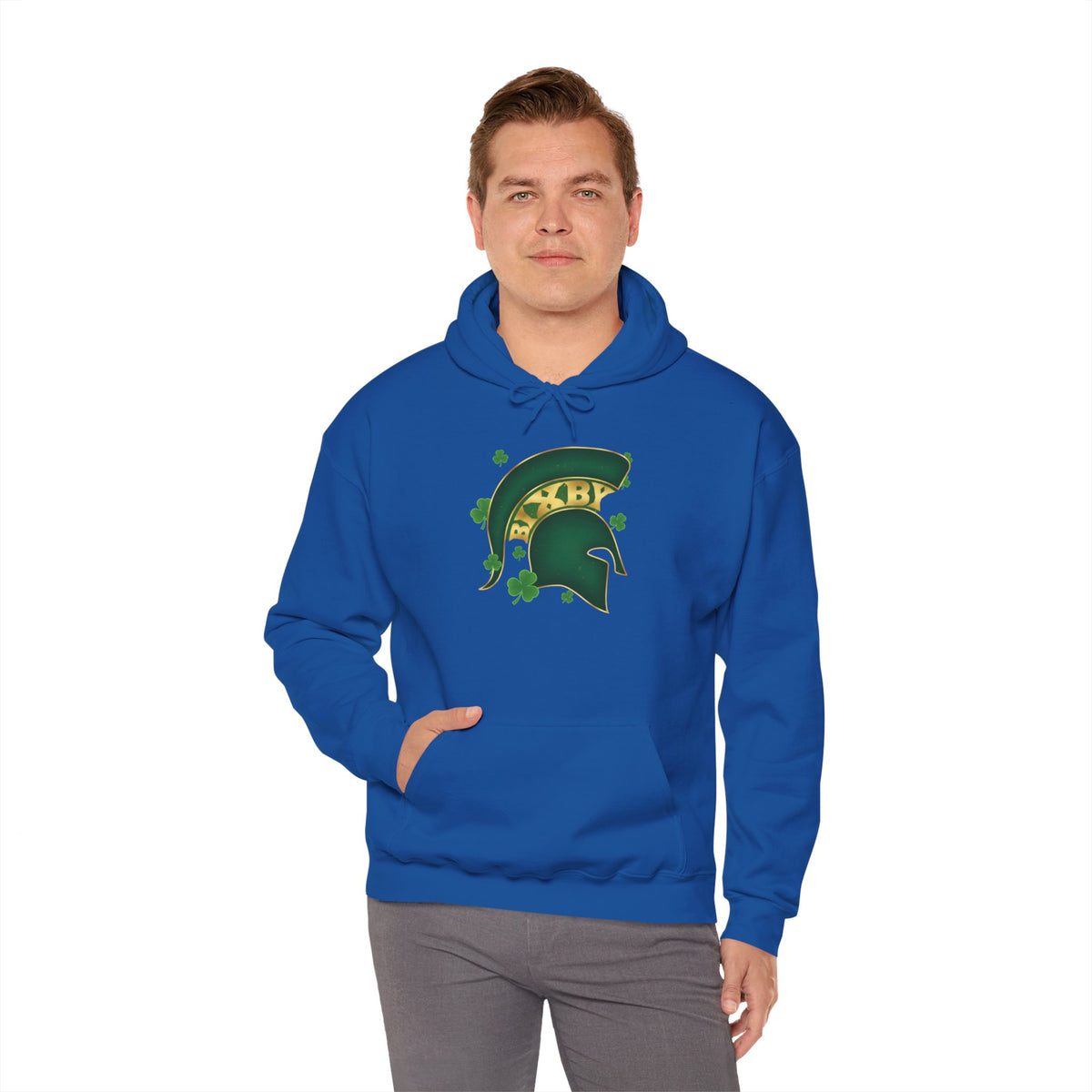St. Patty's Good Luck Spartan Helmet Adult Gildan Hoodie