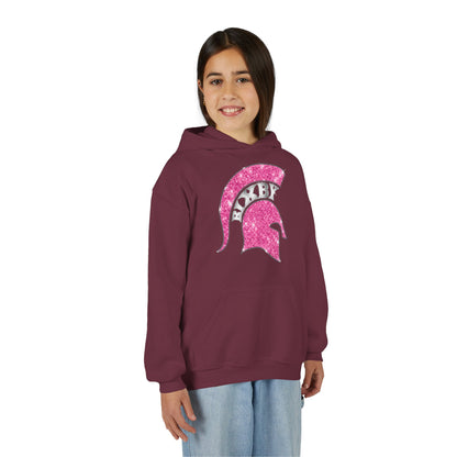 Bixby Spartan Pink Helmet Bling Youth Gildan Hoodie