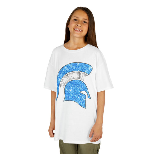 Bixby Spartan Blue Helmet Bling Youth Gildan Tee