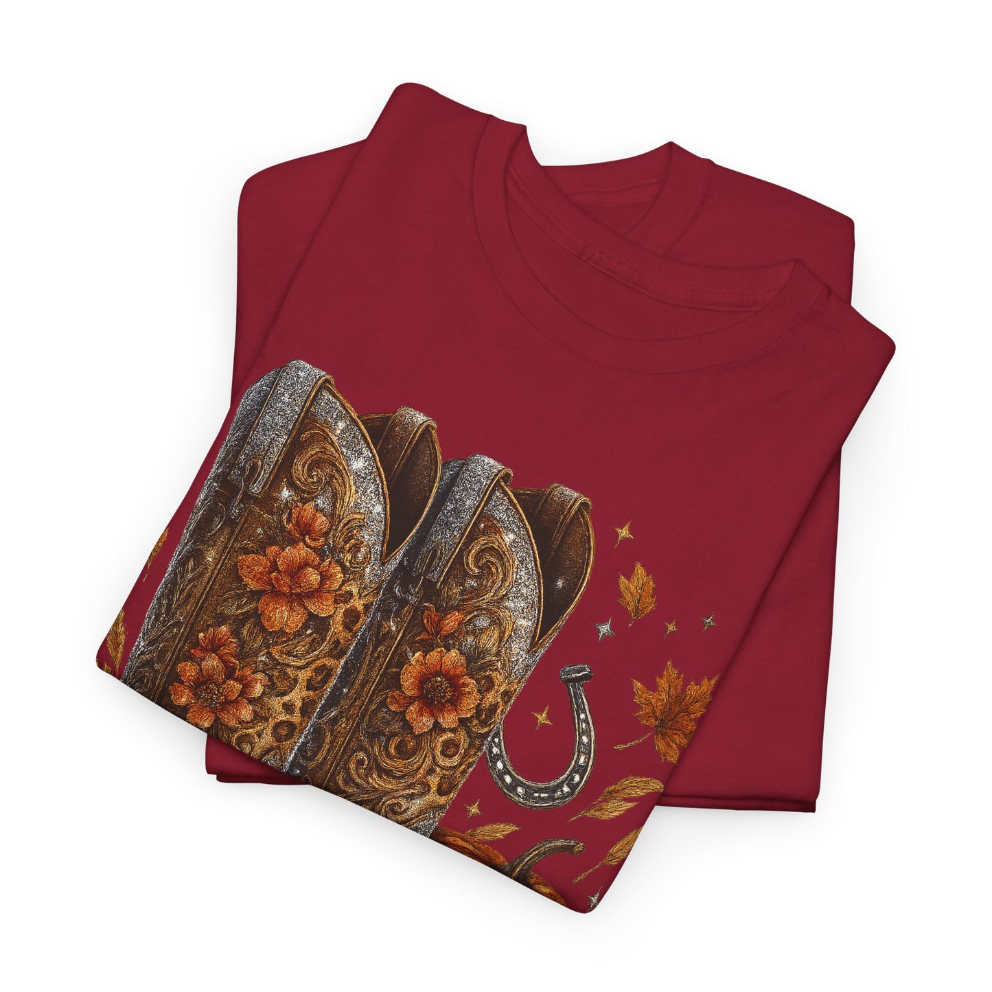 Fall Floral Bling Boots Country Gildan Tee