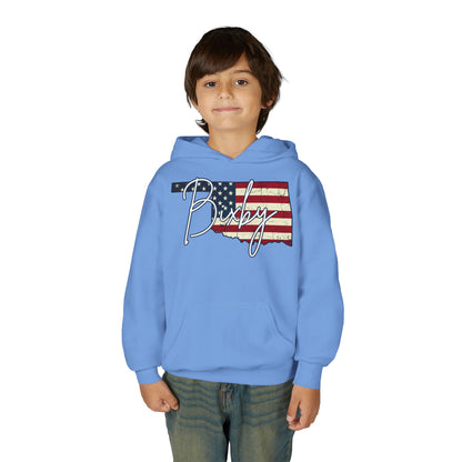 Oklahoma Flag Bixby Script Youth Hoodie