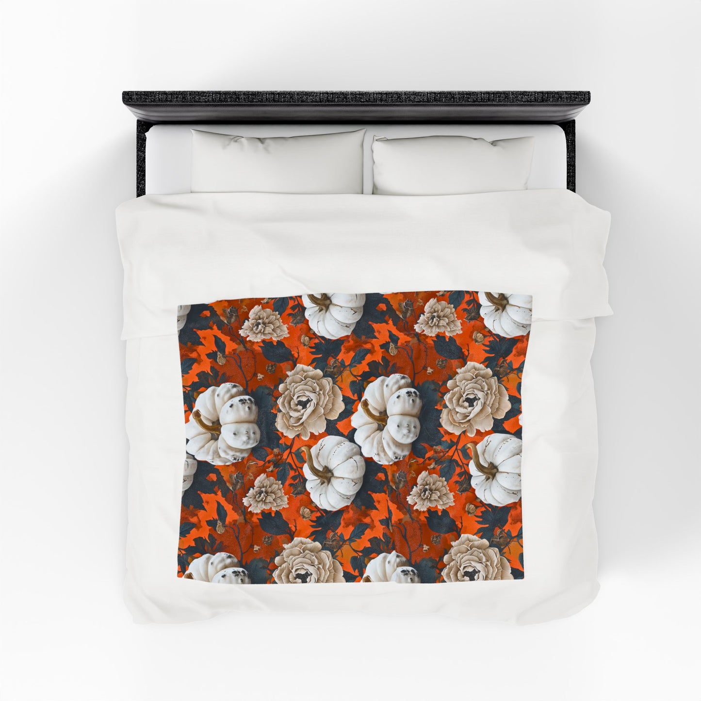 Pumpkin Floral Blast Velveteen Plush Blanket