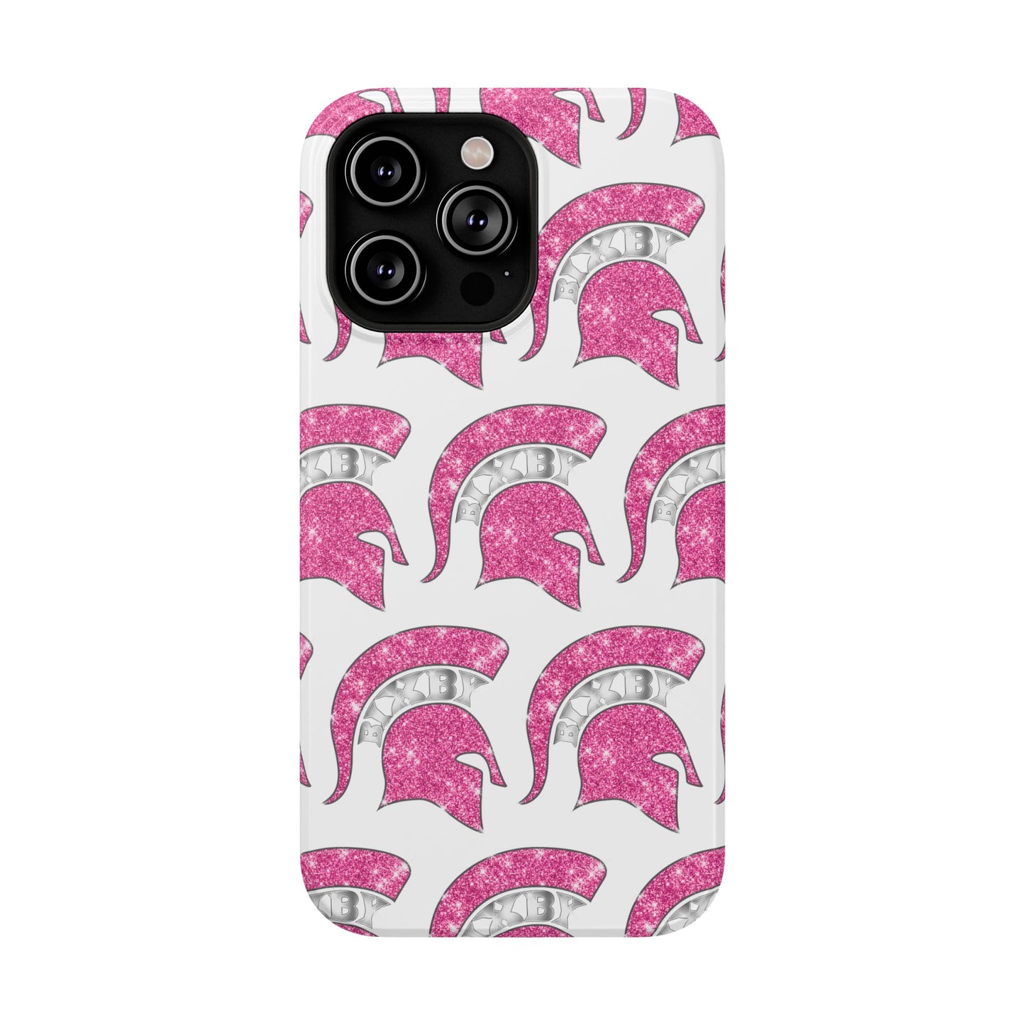 Bixby Spartan Pink Bling Logo Impact Resistant iPhone Case