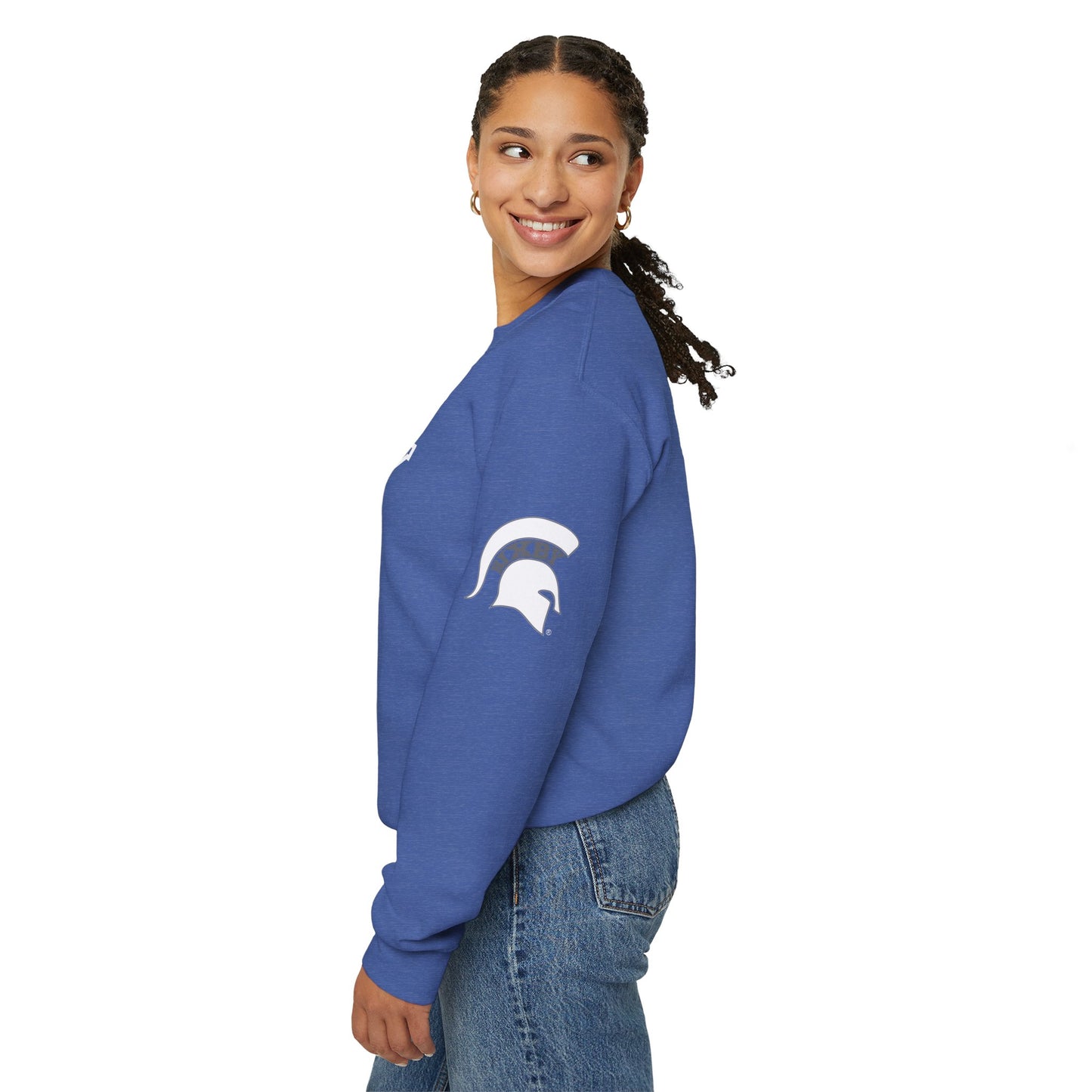 Bixby Spartans White Print Gildan Sweatshirt
