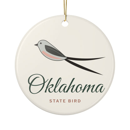 Porcelain ornament printed with State Bird Oklahoma.