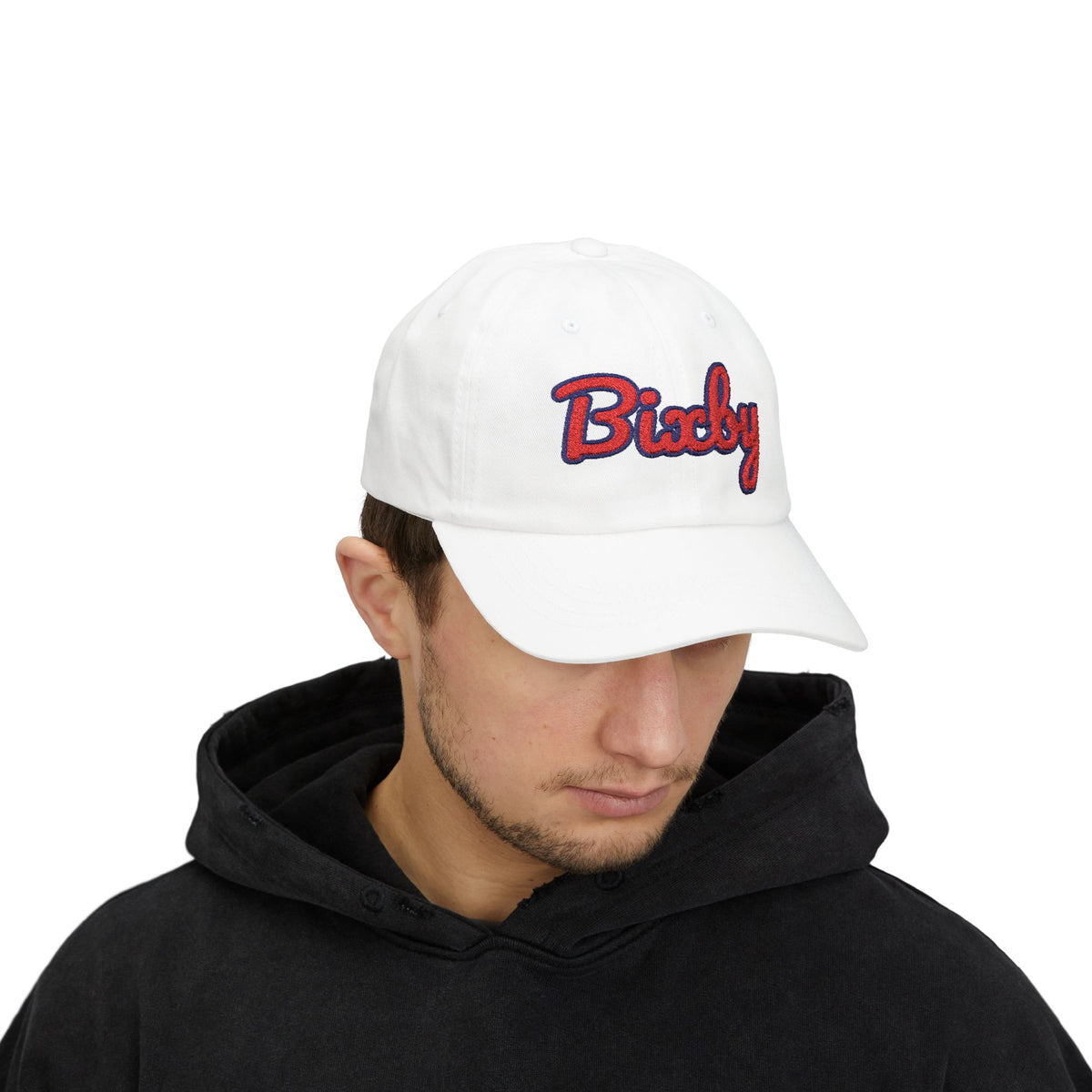 Bixby Spartans Embroidered Dad Hat, Red Script Bixby