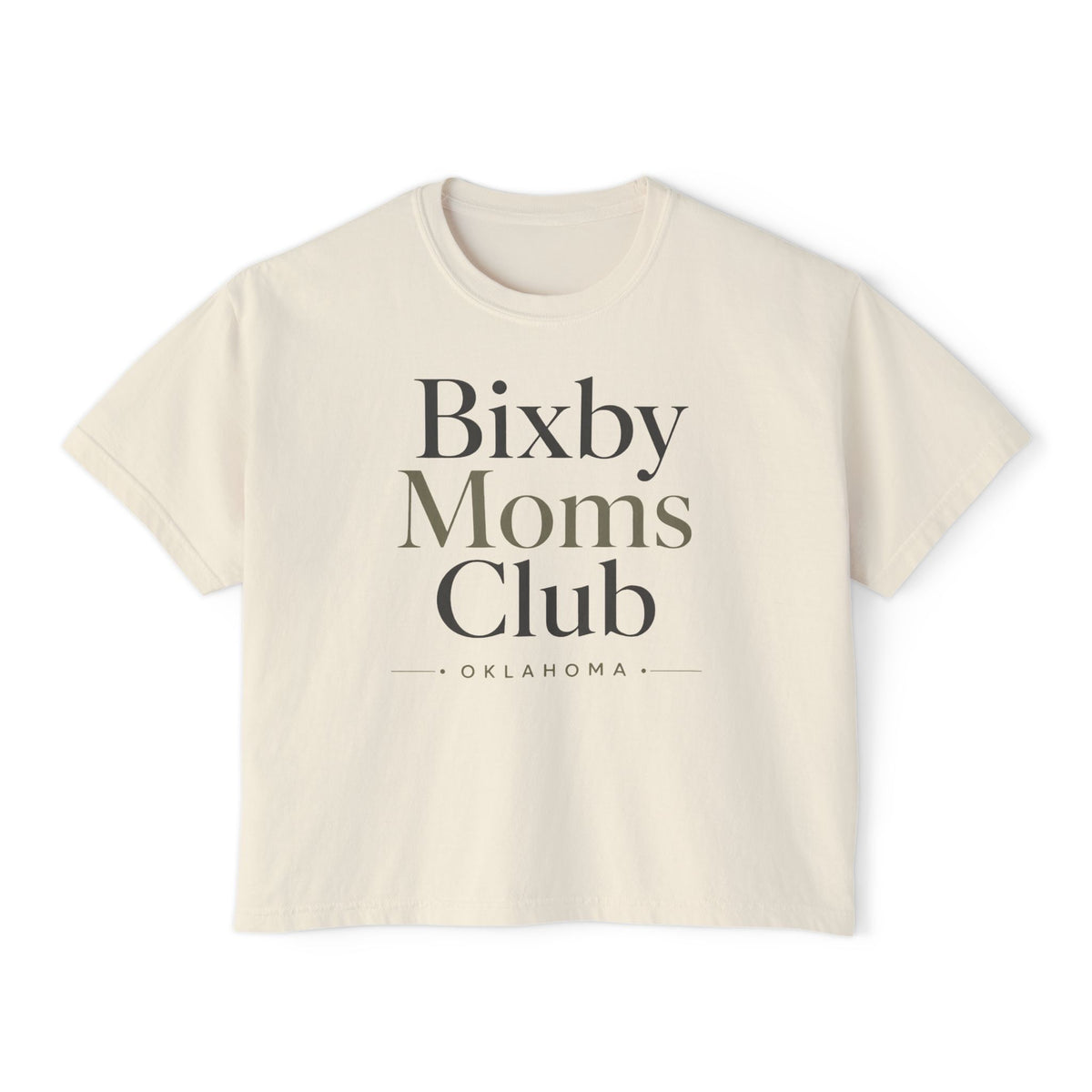 Bixby Moms Club Boxy Tee — Women's Local Mom Group Shirt (Oklahoma)