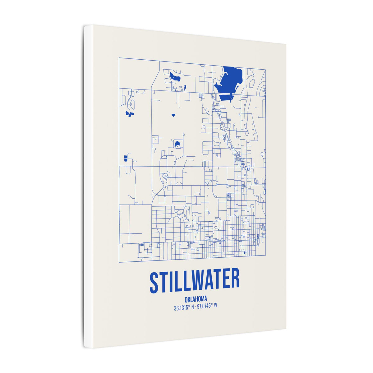 Stillwater Street Map Canvas, Royal Blue on Cream