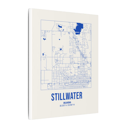 Stillwater Street Map Canvas, Royal Blue on Cream
