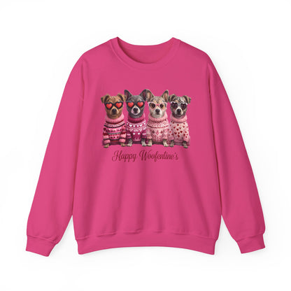 Happy Woofentine Dogs Crewneck Sweatshirt | Valentine Paw Print