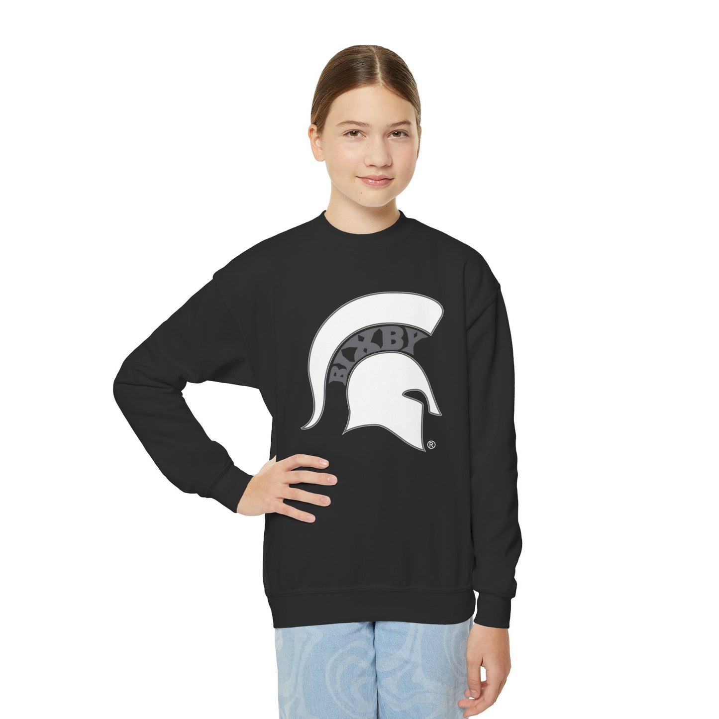 Spartan White Logo Youth Gildan Sweatshirt