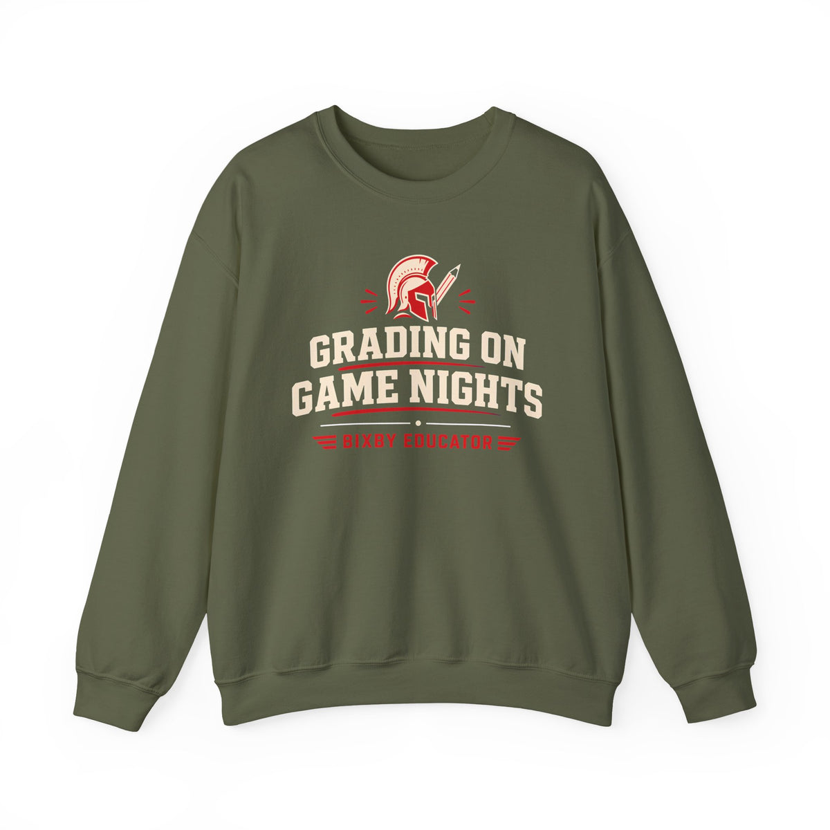 Bixby Spartans Grading On Game Nights - Funny Teacher Game Night Gift Sweatshirt