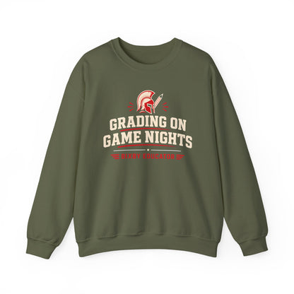Bixby Spartans Grading On Game Nights - Funny Teacher Game Night Gift Sweatshirt