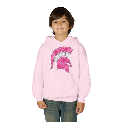 Bixby Spartan Pink Helmet Bling Youth Gildan Hoodie