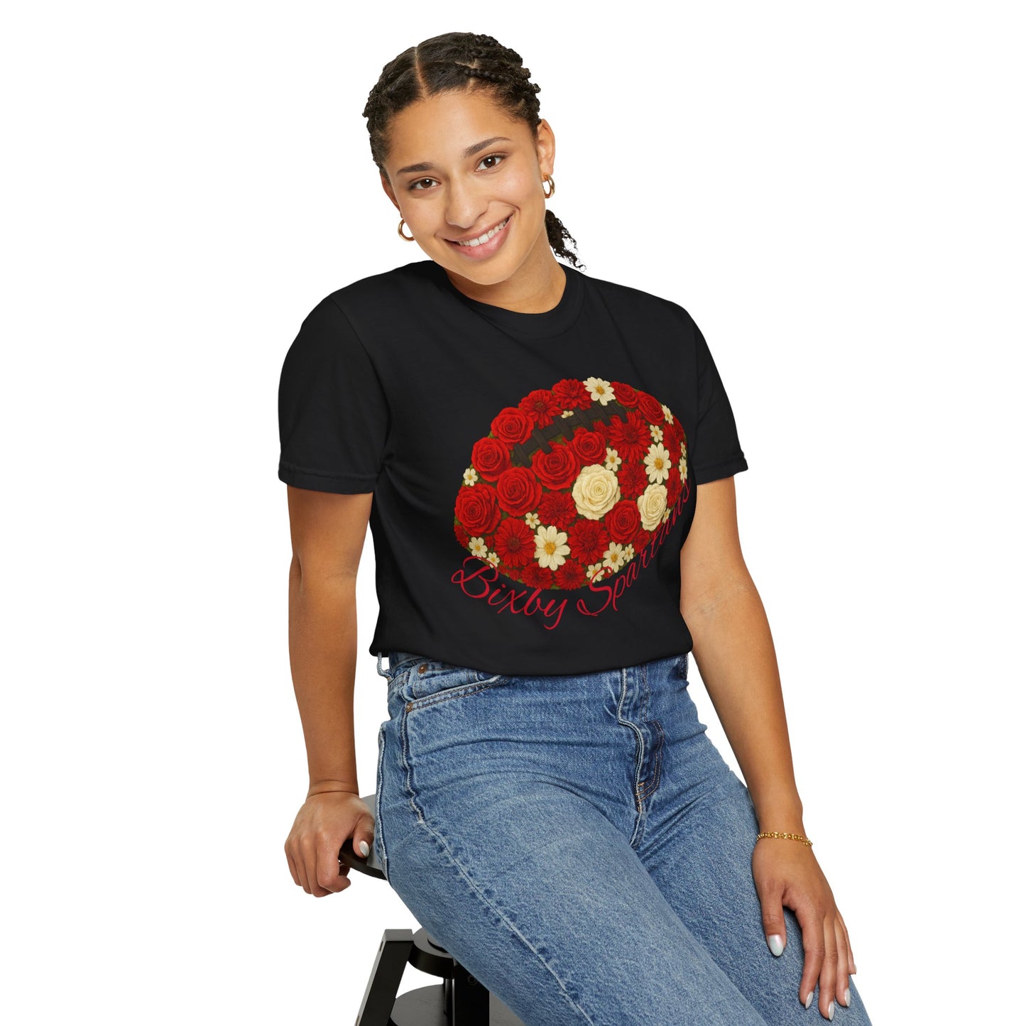 Bixby Spartans Floral Comfort Colors Tee