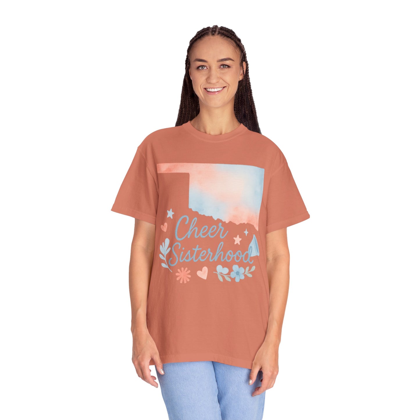 Cheer Sisterhood Bixby OK Watercolor Comfort Colors Tee
