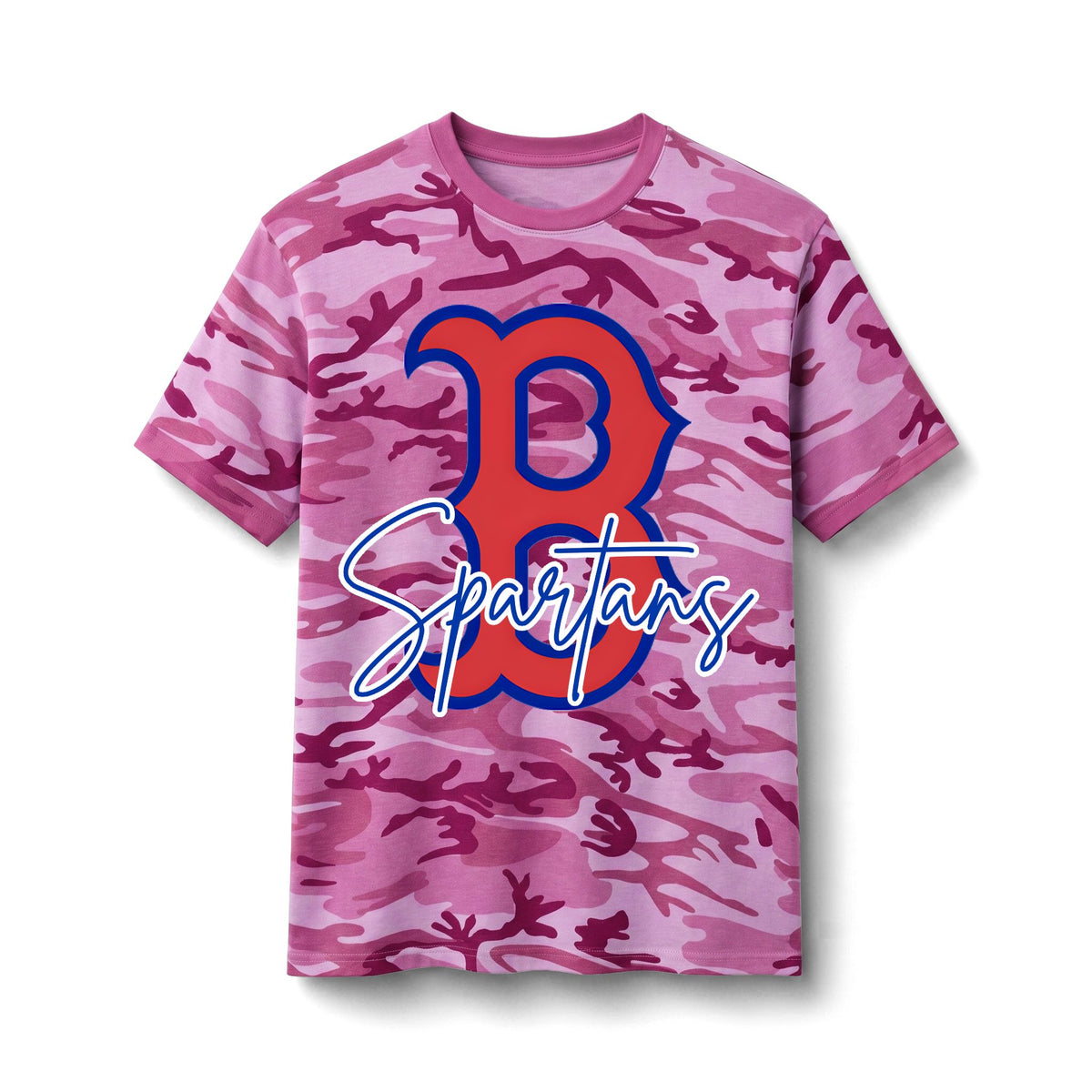 Bixby Spartans Camo Spartans - Script Logo Cotton Military Print Tee