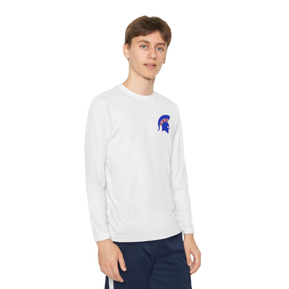 Spartan Blue Logo Youth Long Sleeve Sport-Tek Tee