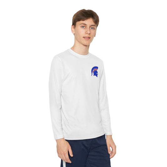 Spartan Blue Logo Youth Long Sleeve Sport-Tek Tee