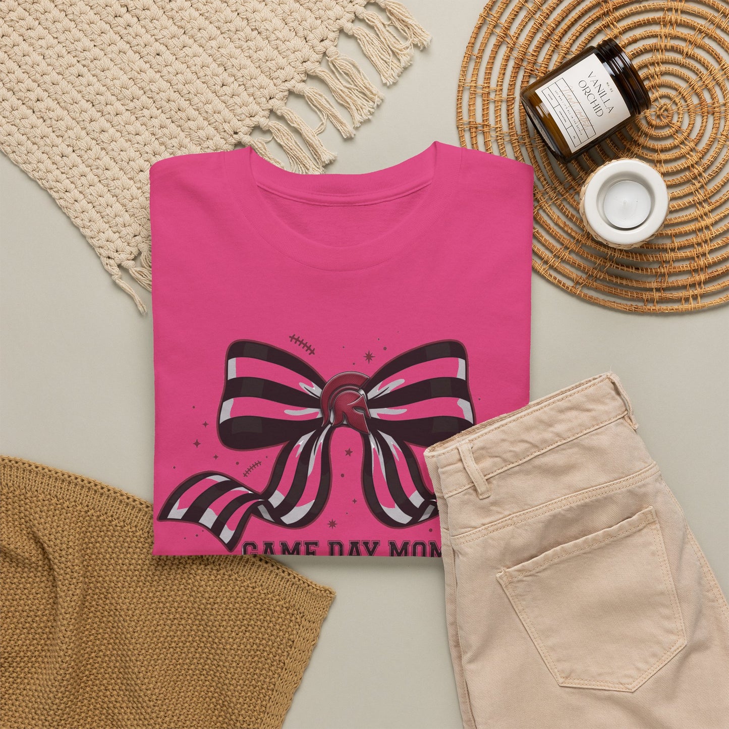 Game Day Mom T-Shirt – Striped Bow Football Mom Tee