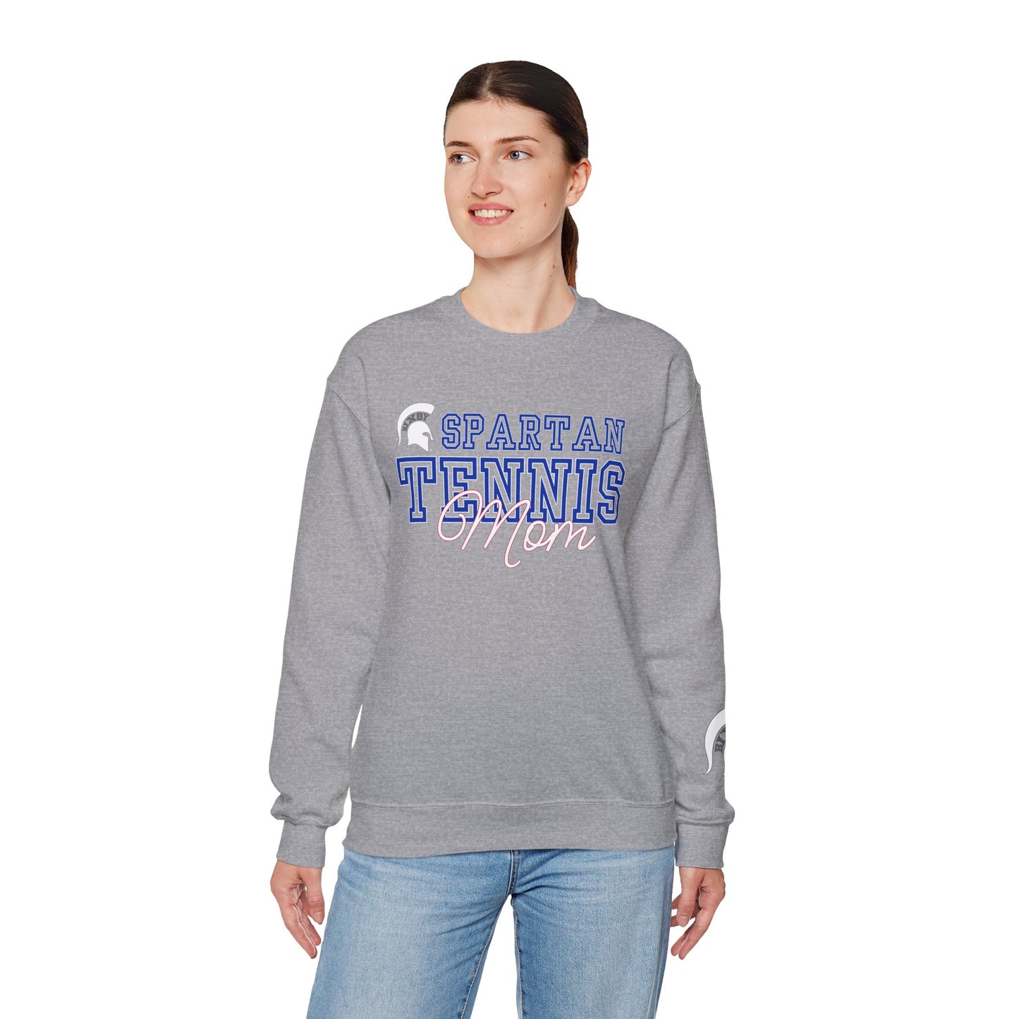 Spartan Tennis Mom Gildan Sweatshirt with Sleeve Print