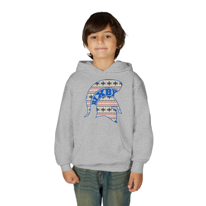 Bixby Spartans Ugly Sweater Helmet Youth Hoodie, Kids Christmas