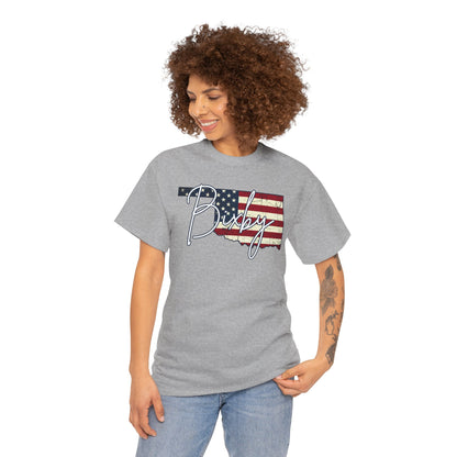 Oklahoma Flag Bixby Script Gildan Tee