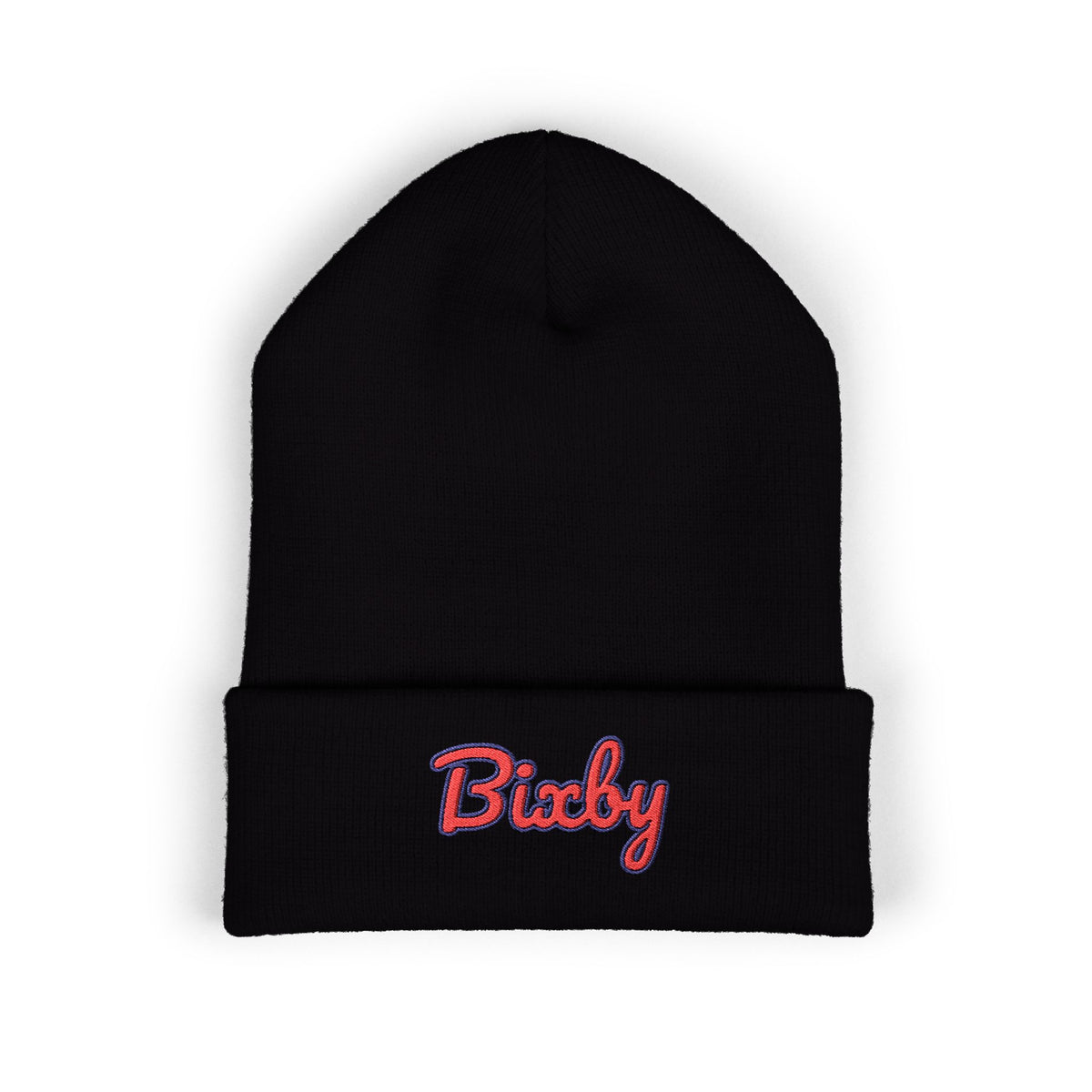 Bixby Spartans Embroidered Cuffed Beanie, Red Script Bixby