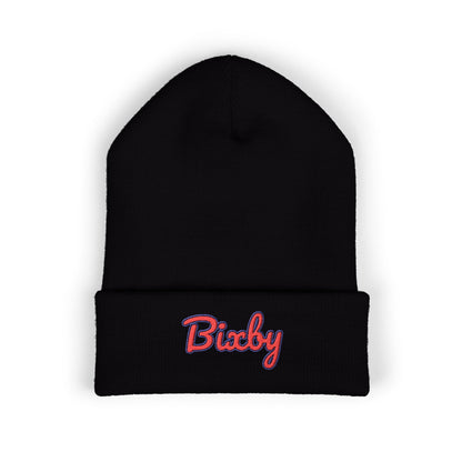 Bixby Spartans Embroidered Cuffed Beanie, Red Script Bixby