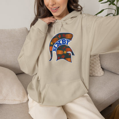 Bixby Spartans Pumpkin Patch Helmet Hoodie – Fall Game Day Hooded Sweatshirt