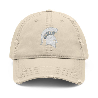 Spartan White Logo Embroidered Distressed Classic Ballcap
