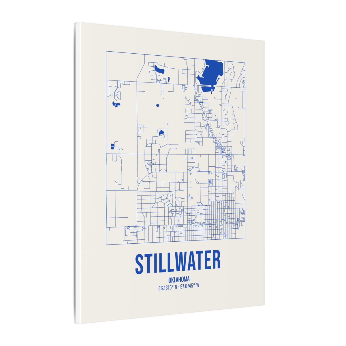 Stillwater Street Map Canvas, Royal Blue on Cream