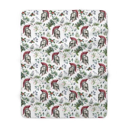 Spartan Christmas Floral Sherpa Fleece Blanket