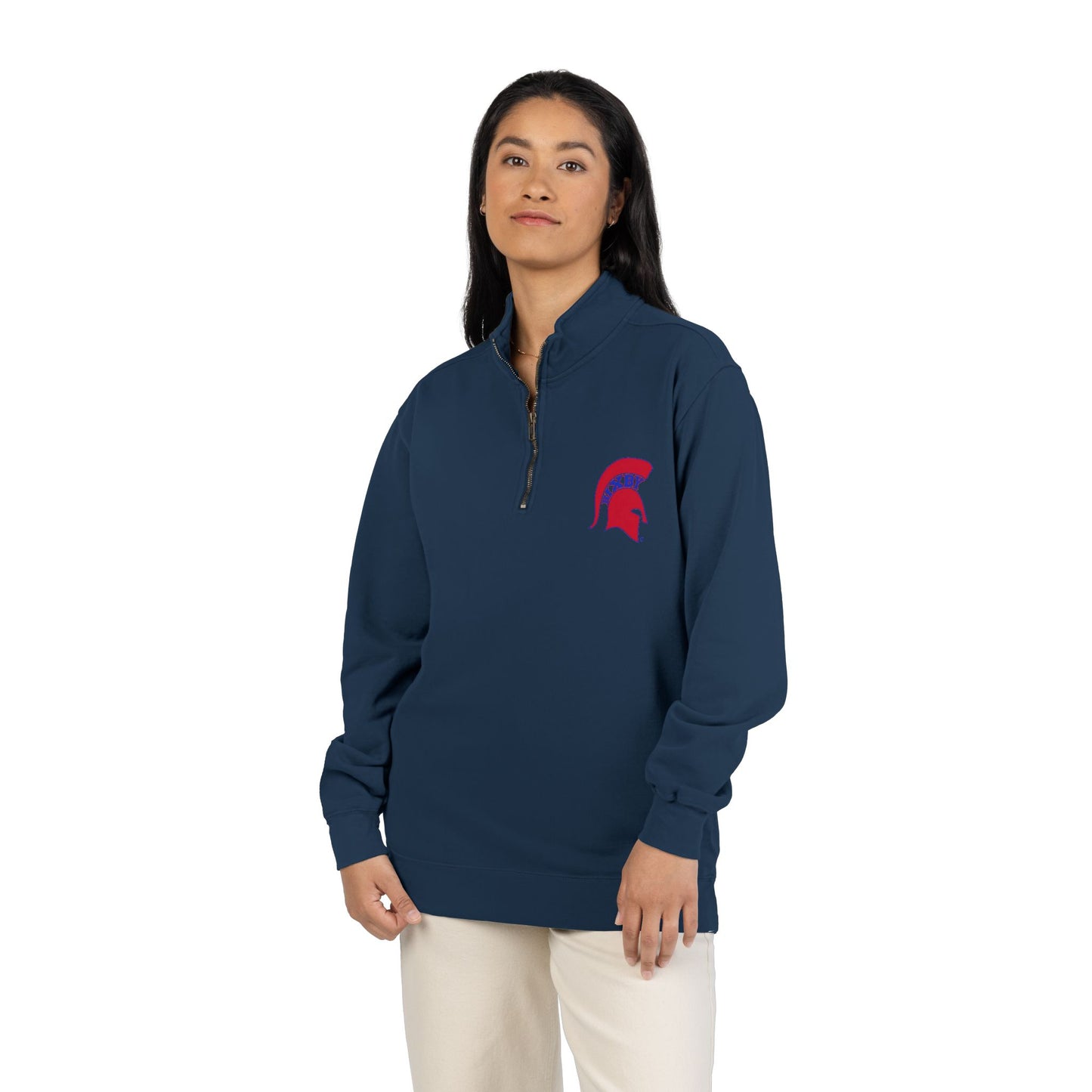 Spartan Red Helmet Quarter-Zip Comfort Colors Pullover