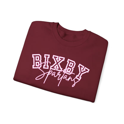 Bixby Spartans Pink Outline Gildan Sweatshirt