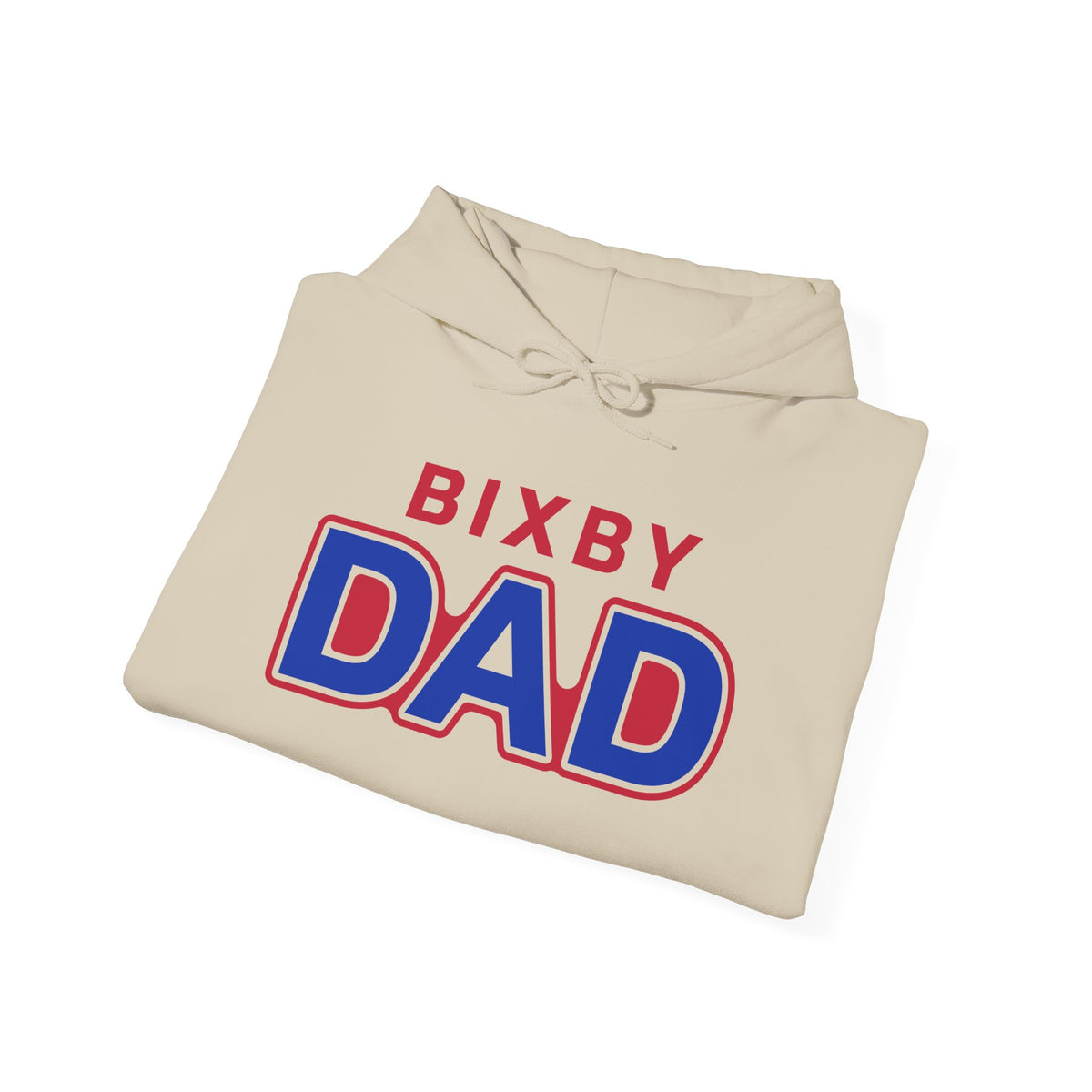 Bixby Dad Hoodie Large Print Retro Red & Blue Dad Pullover