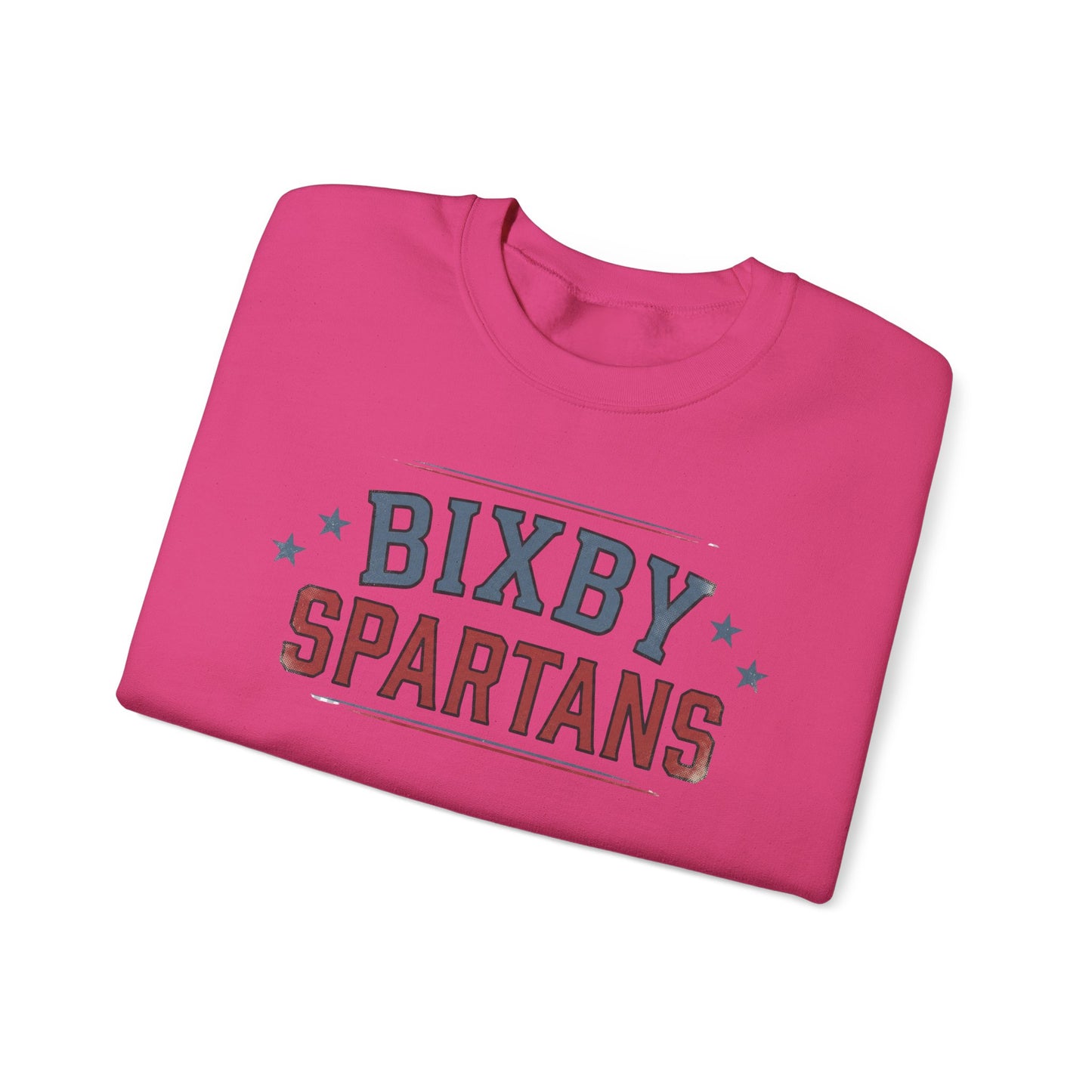 Bixby Spartans Vintage Distressed with Sleeve Print Spirit Sweatshirt