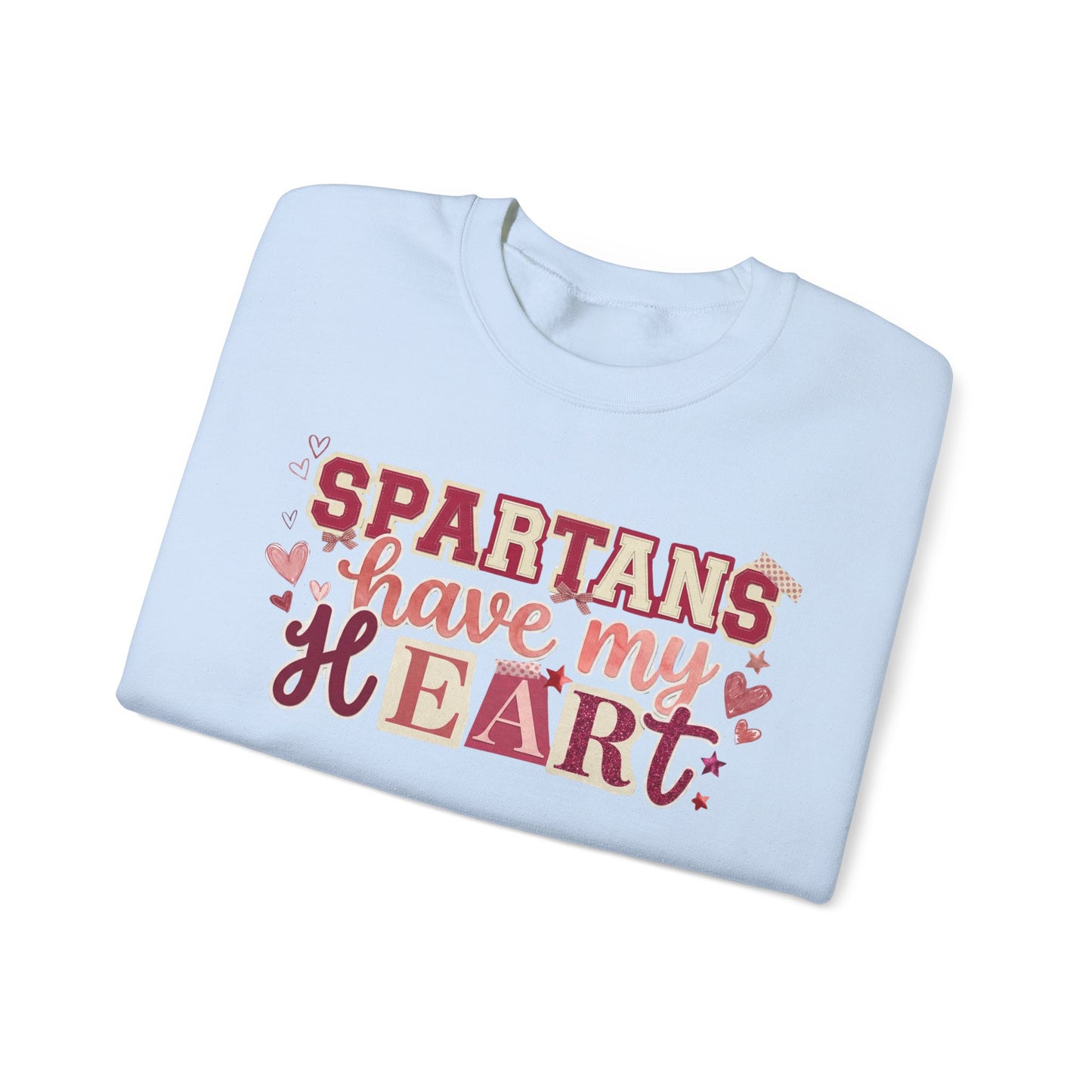 Spartans Have My Heart Crewneck Sweatshirt with Sleeve Bow