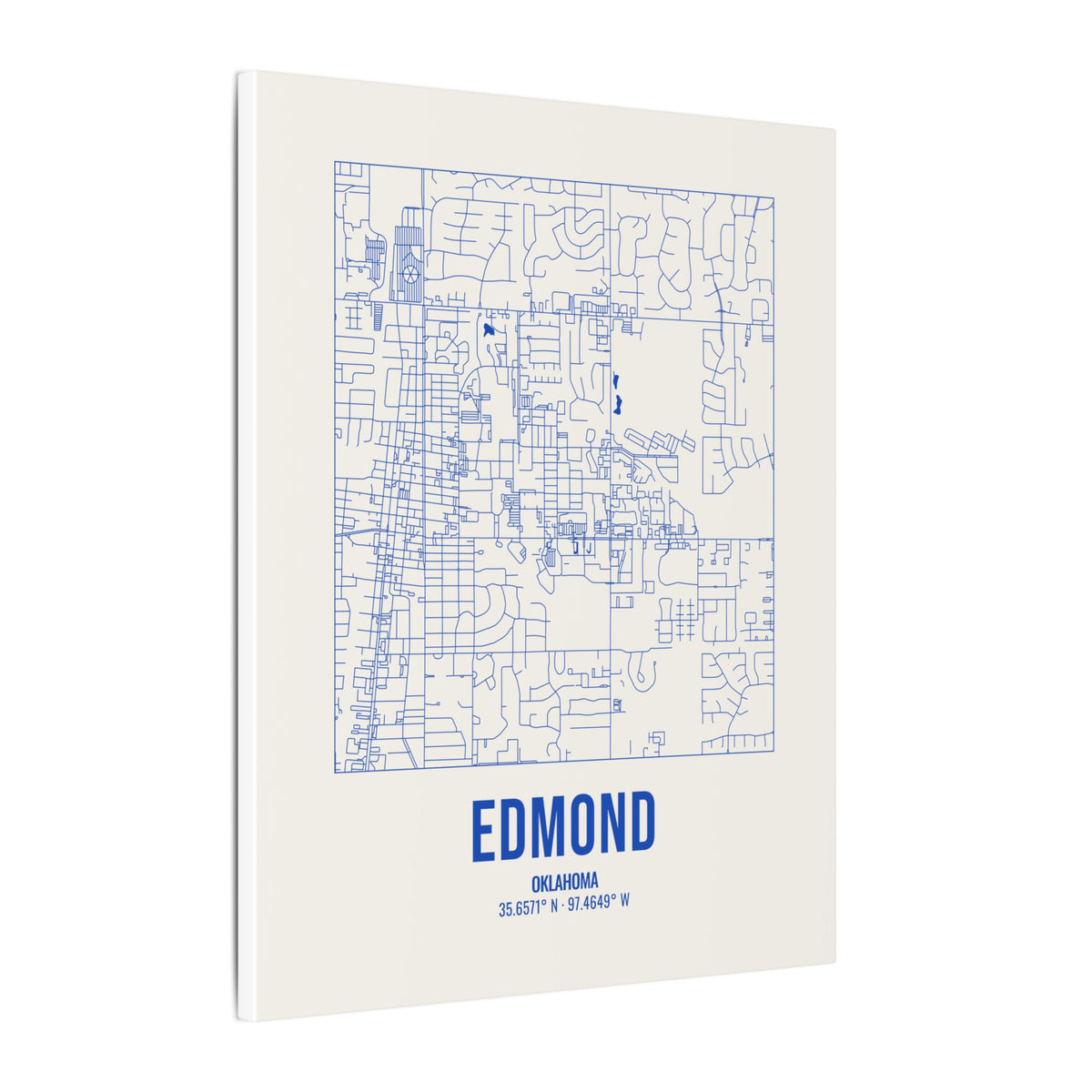 Edmond Street Map Canvas, Royal Blue on Cream