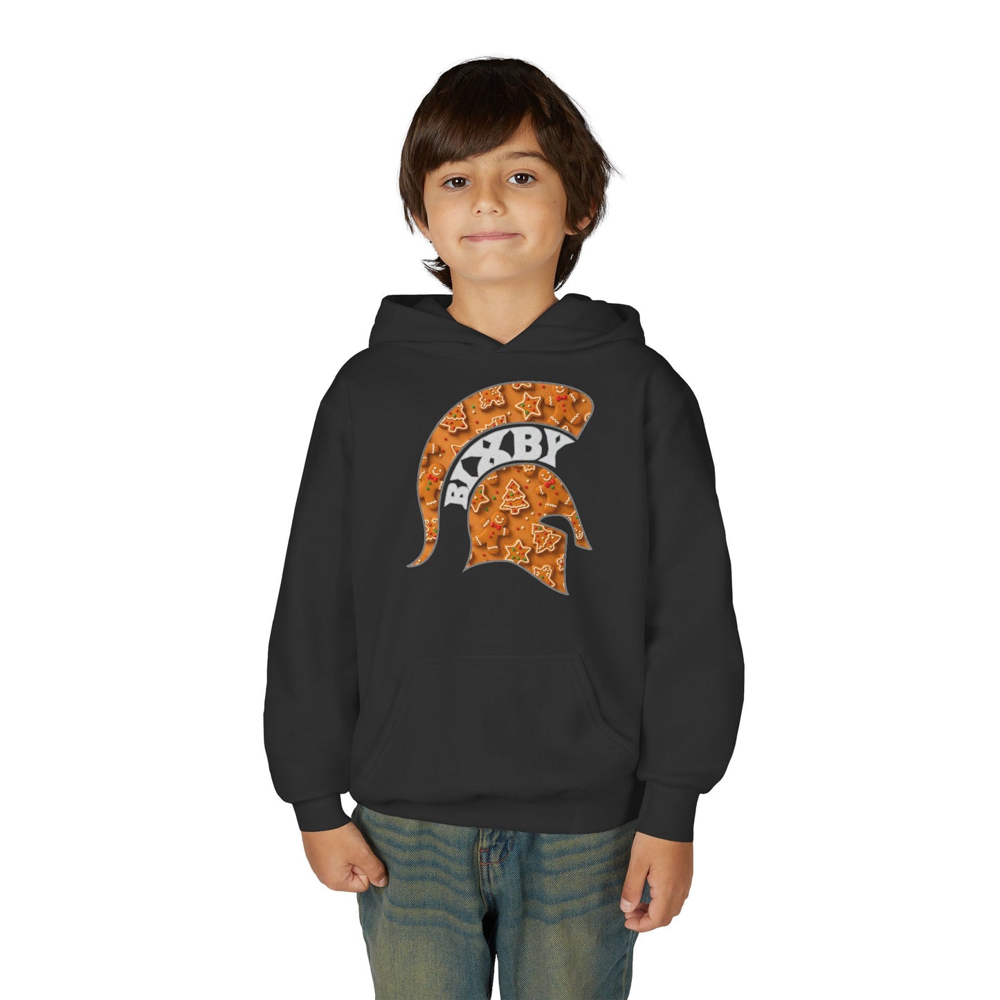 Bixby Spartan Gingerbread Helmet Youth Gildan Hoodie