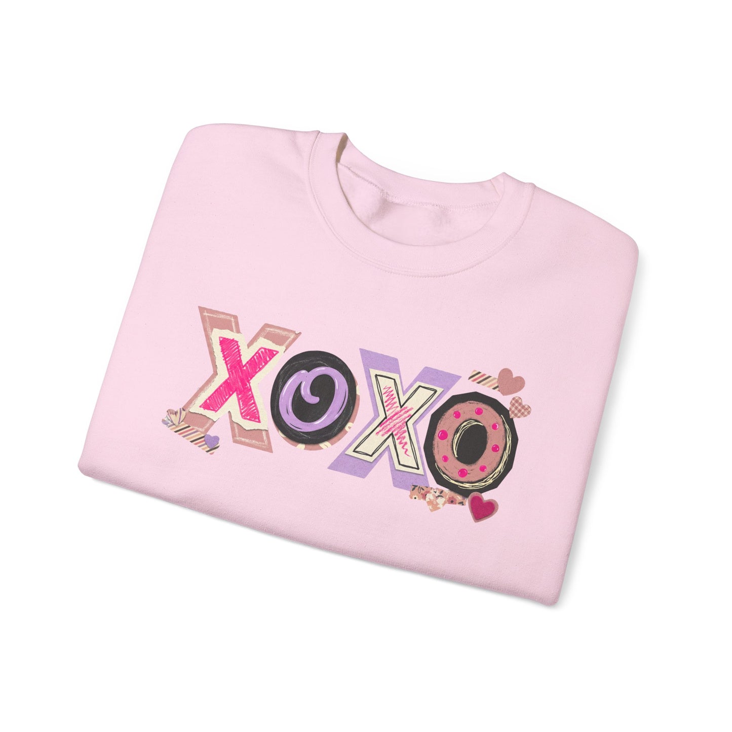 XOXO Heart Pattern Crewneck Sweatshirt | Valentine Love Pullover