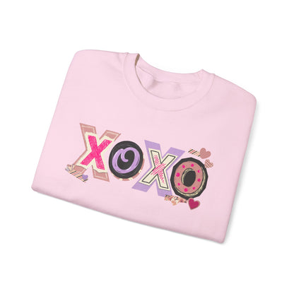 XOXO Heart Pattern Crewneck Sweatshirt | Valentine Love Pullover