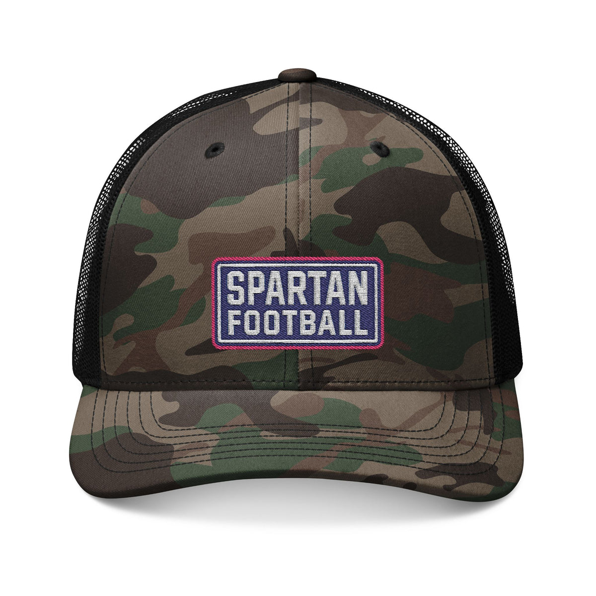 Spartan Football Embroidered Camouflage Trucker Hat