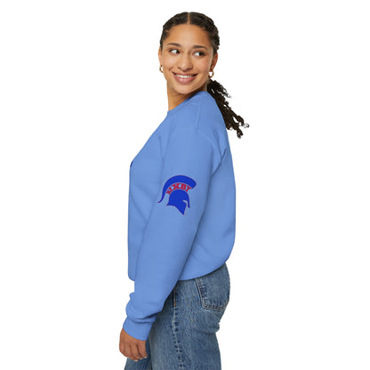 Bixby Spartans Bold Letter With Sleeve Blue Logo Sweatshirt