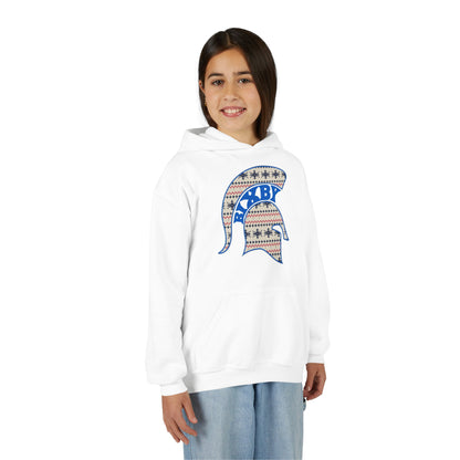Bixby Spartans Ugly Sweater Helmet Youth Hoodie, Kids Christmas
