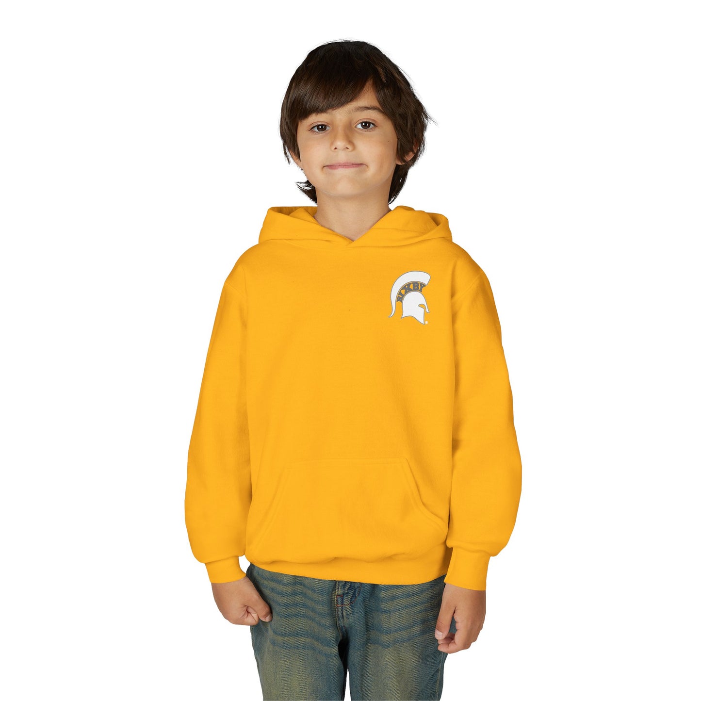 Spartan White Logo Youth Gildan Hoodie