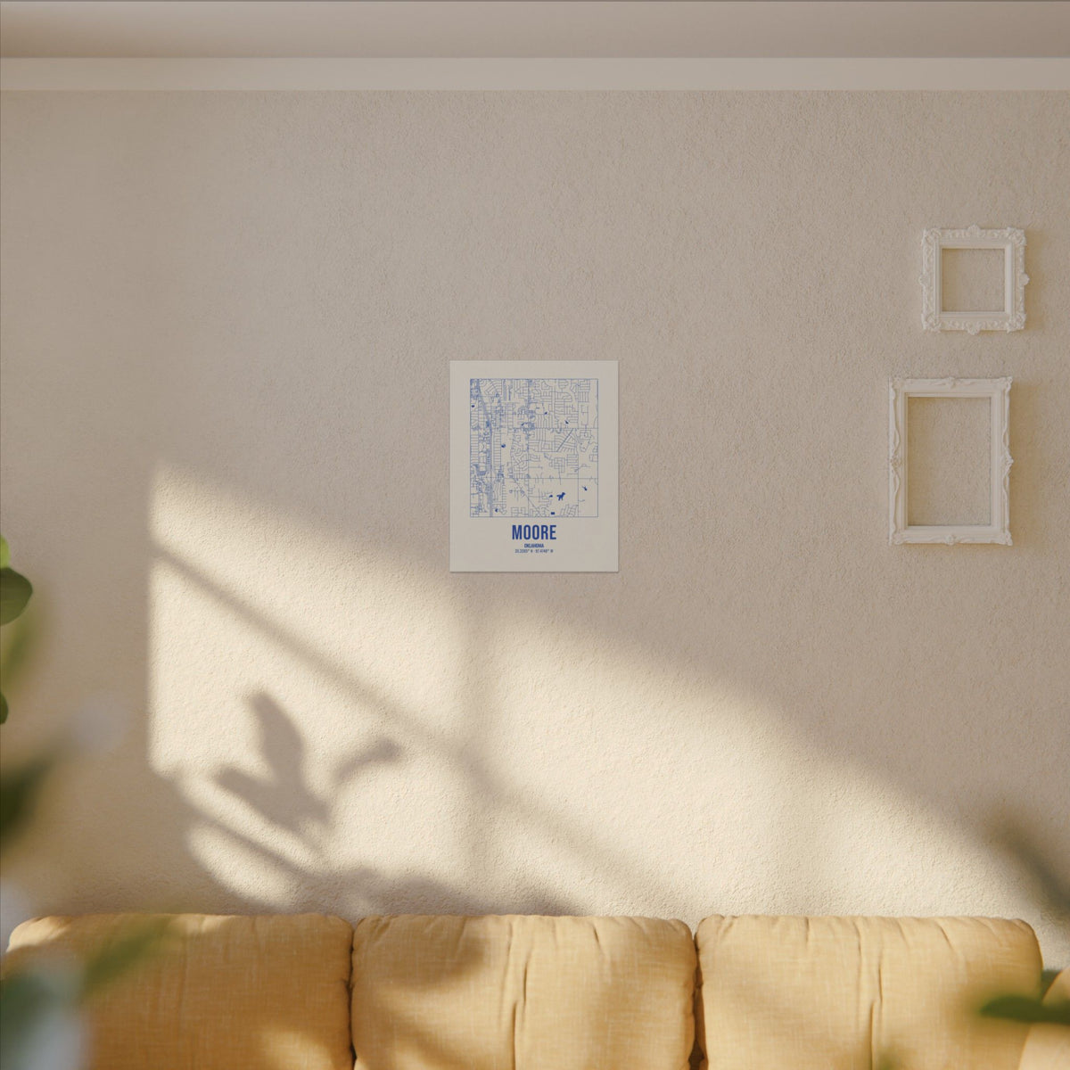 Moore Street Map Canvas, Royal Blue on Cream