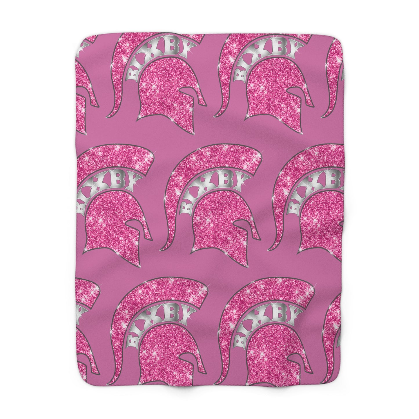 Spartan Pink Bling Logo Sherpa Fleece Blanket