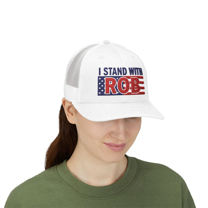 Patriotic Flag - I Stand With Rob Embroidered Trucker Snapback